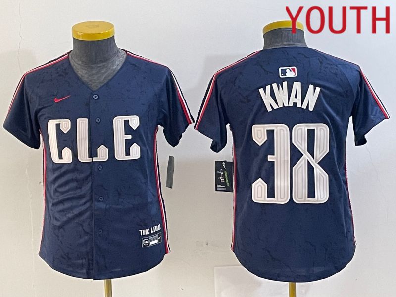 Youth Cleveland Indians #38 Kwan Blue City Edition Nike 2024 MLB Jersey style 1